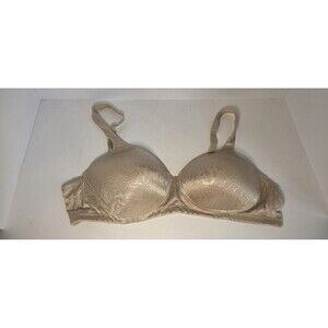 Vanity Fair Bra 38 C Biege Looks Great But Tag Is Worn Floral Details